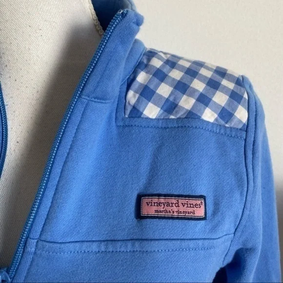 Vineyard Vines • Blue and White Plaid Shoulder Pullover - Picture 3 of 8